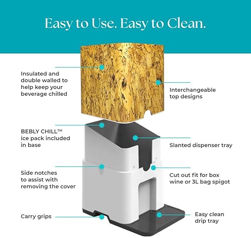Miniatura 2 de Dispensador de Bebidas y Vino de Caja Bebly  Diseño de Corcho  Aislado - Sin Sudoración - Sin Bebidas Diluidas - Simple - Elegante - Dispensador de