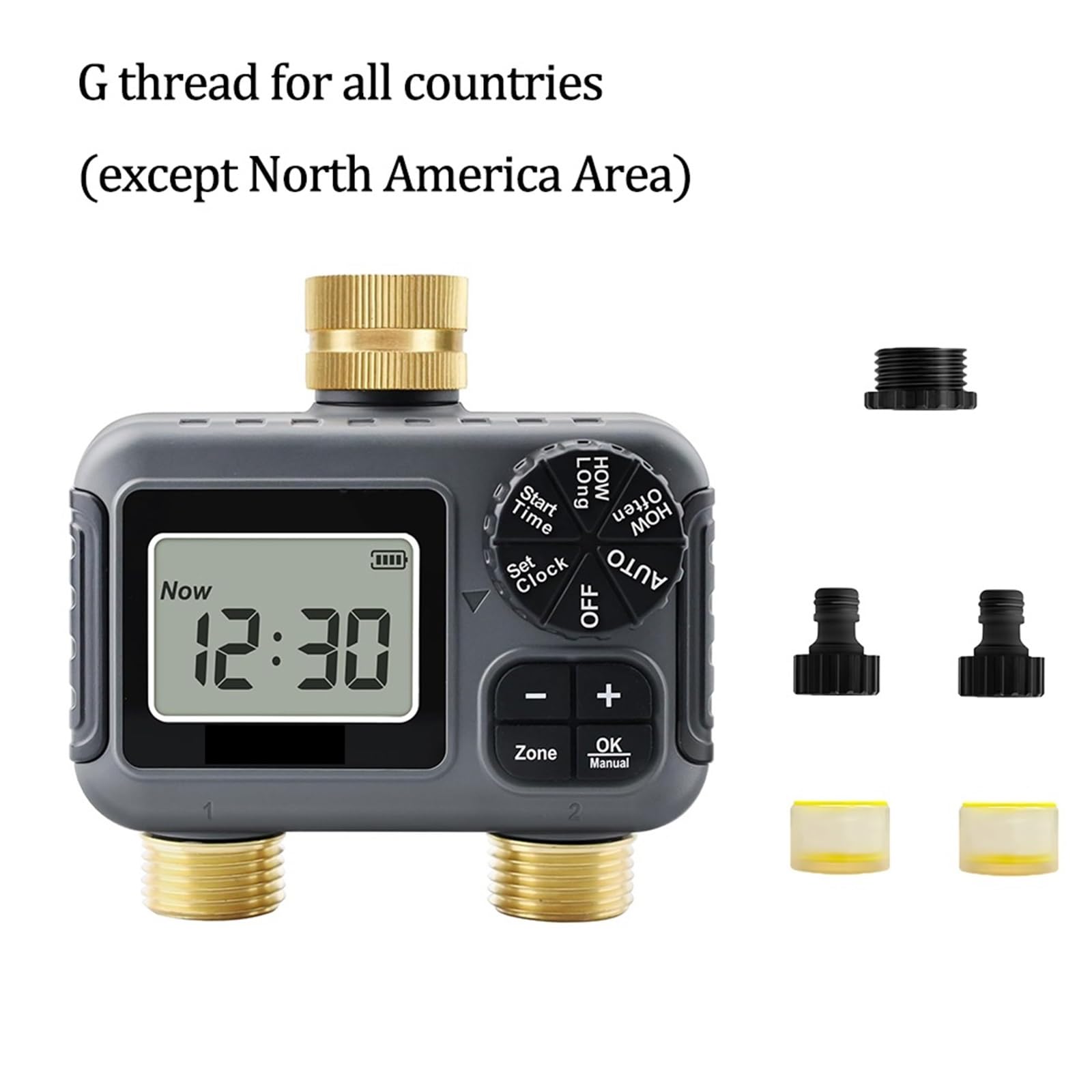 1 pz di irrigazione intelligente a doppia uscita Timer automatico for irrigazione Rubinetto Programmatore for tubo flessibile for giardino esterno(G Thread)