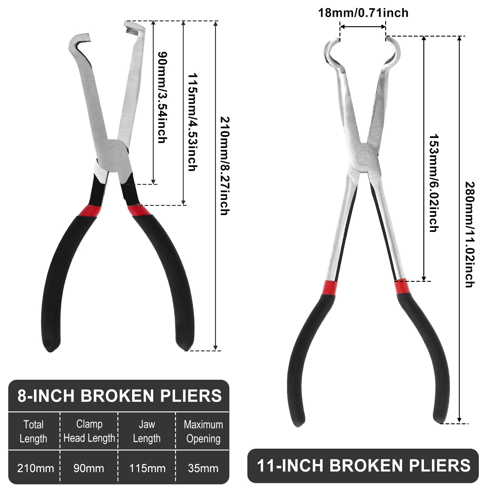 FALESOUL 2 Pcs Electrical Disconnect Pliers, Fuel Line Pliers Connector Disconnect Repair Tools, Long Reach Spark Plug and Fuel Line Removal Tool, Suitable for Car Maintenance and Repair