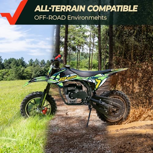 Image of FRP FX40-Ogemaw Teens Dirt Bike, EPA Approved 40CC 4-Stroke Gas Mini Dirt Bike with Dual Disc Brakes, Off-Road Bike for Ages 13+, 20 MPH Max Speed, 132 LBS Capacity - Green