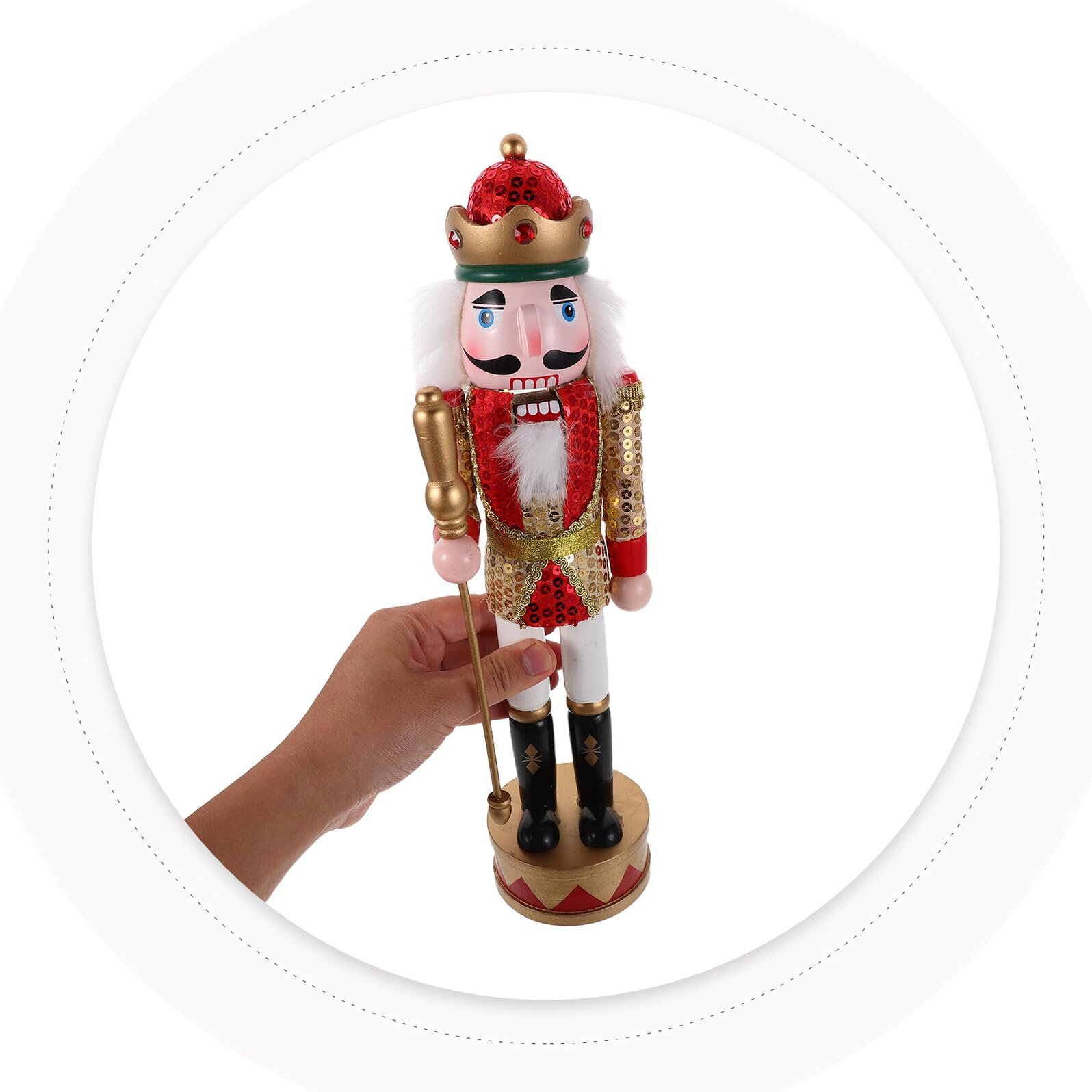 BESPORTBLE Holz Nussknacker Figur Rot Glitzer Pailletten Nussknacker Soldat Weihnachtsbaum Dekoration Tisch Ornament Weihnachts Sammlerstück
