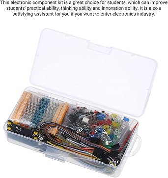 Electronics Component Basic Starter Kit, Multicolor Signal Lamp, Printed Function Sheet, Easy to Carry and Use, Durable Lastics Storage, 830 Connect Points Breadboard