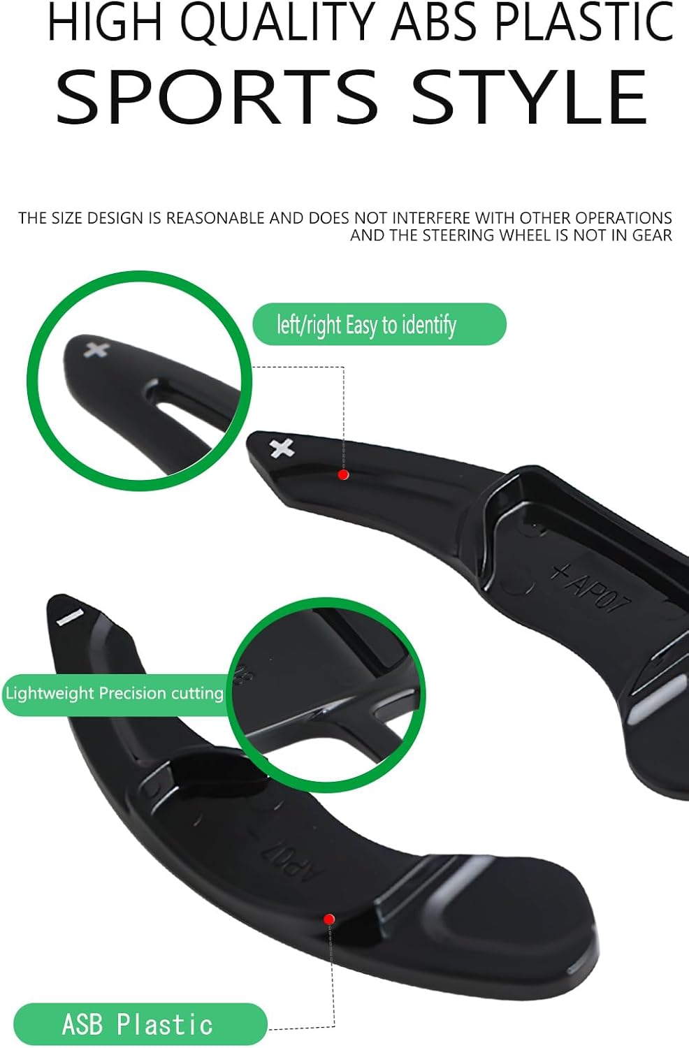 SANRILY ABS Paddle Shifter Extension Fit for Ford Fusion 2nd Gen 2016-2018 Edge Mondeo Fit for Lincoln Continental MKX MKS Steering Wheel Paddle Shifter Cover-Black 2 Pieces