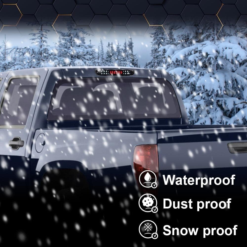 PIT66 LED Bar 3rd Brake Light,Compatible with 2004-2012 Colorado/Canyon I Type High Mount Stop Light Rear Tail Cargo Lamps Brown Smoked Lens Black Housing