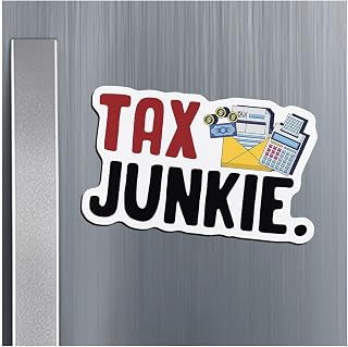Accountant Magnet Accounting Magnetic Sticker Funny Accounting Gift Tax Junkie for Fridge Locker Car Decorations, Waterproof Reusable 5.5in
