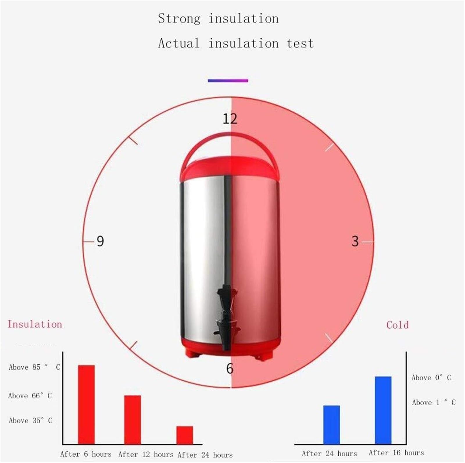 Dispenser termico termico per bevande, in acciaio inox, 12 ore di conservazione del calore, per riunioni di famiglia e cucina