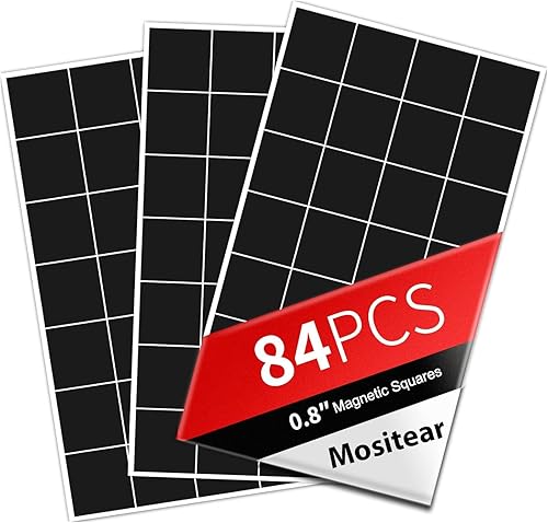 Cuadrados magnéticos 84 cuadrados magnéticos adhesivos (cada uno de 0.8 x 0.8 pulgadas) Imanes adhesivos despegar y pegar, adhesivo fuerte con