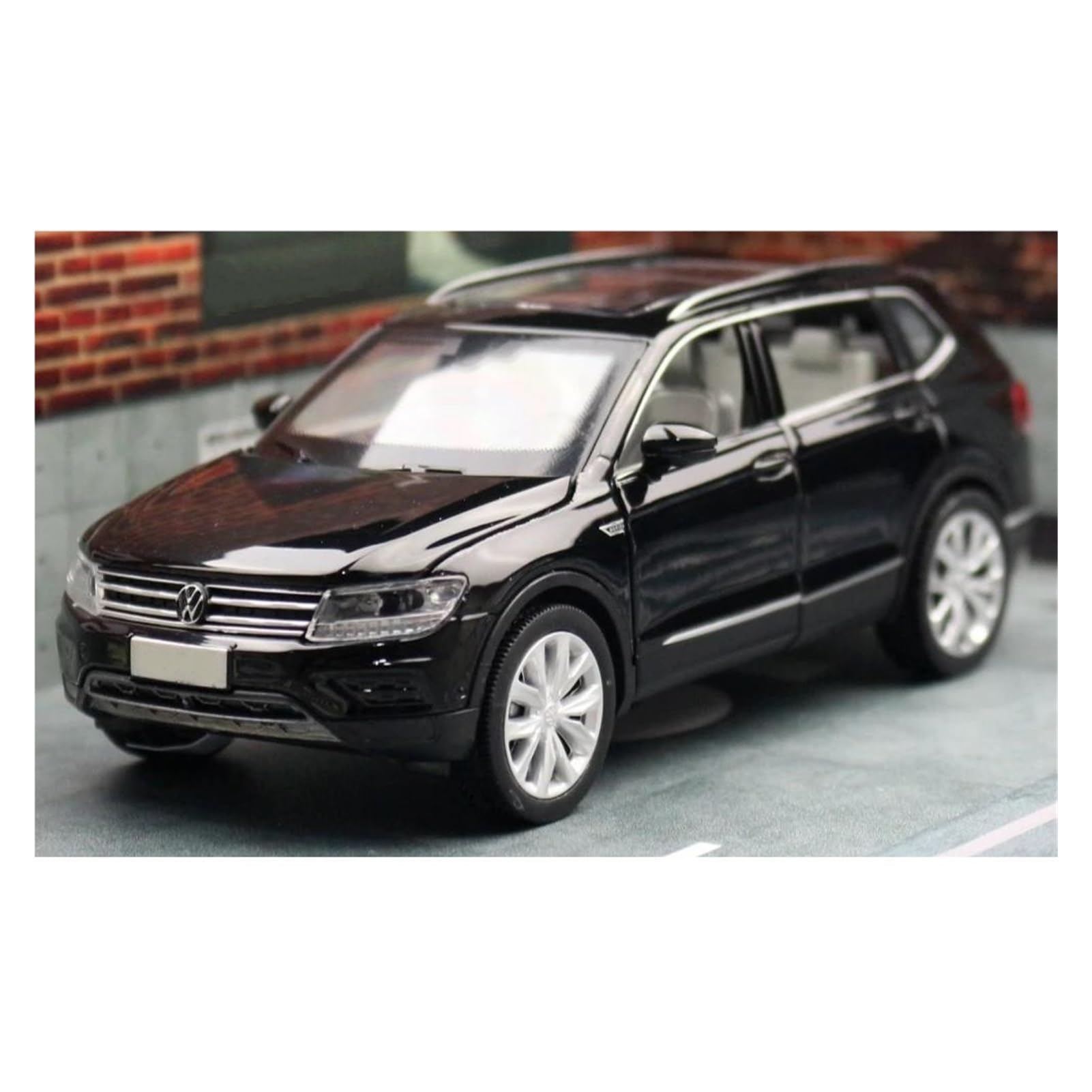 Maßstab 1/32 für Tiguan L SUV, Druckgusslegierung, Miniatur-Auto-Modell, Sammlerstück, Souvenir, geeignet für Dekoration, Schwarz