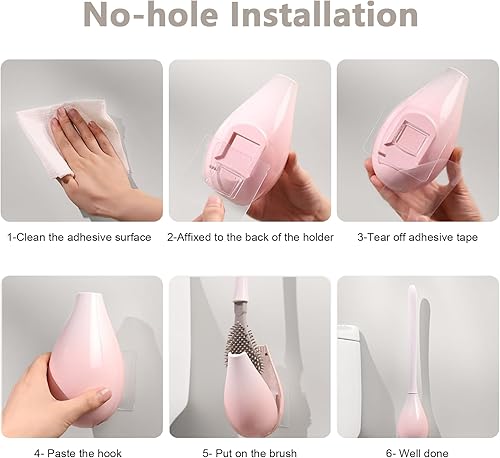 Miniatura 7 de Cepillo de inodoro, paquete de 2 cepillos de inodoro y soporte con soporte ventilado, accesorios de baño, limpiadores de inodoros con cerdas de