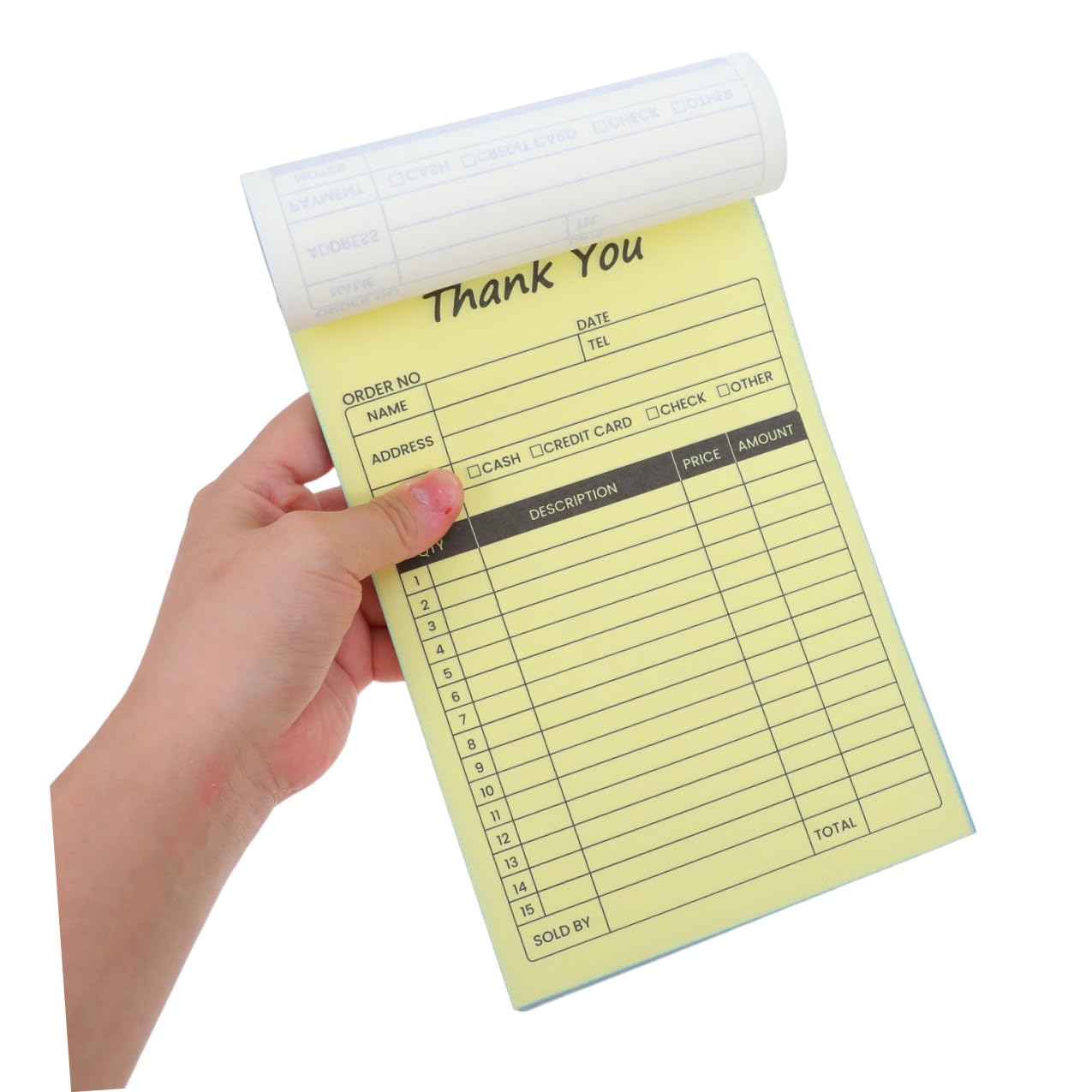 CLISPEED Lot de 2 carnets de factures pour petite entreprise avec formulaires de reçus sans carbone et dos en carton, bloc-notes en 2 parties pour suivi des achats de restaurant et de détail, 100