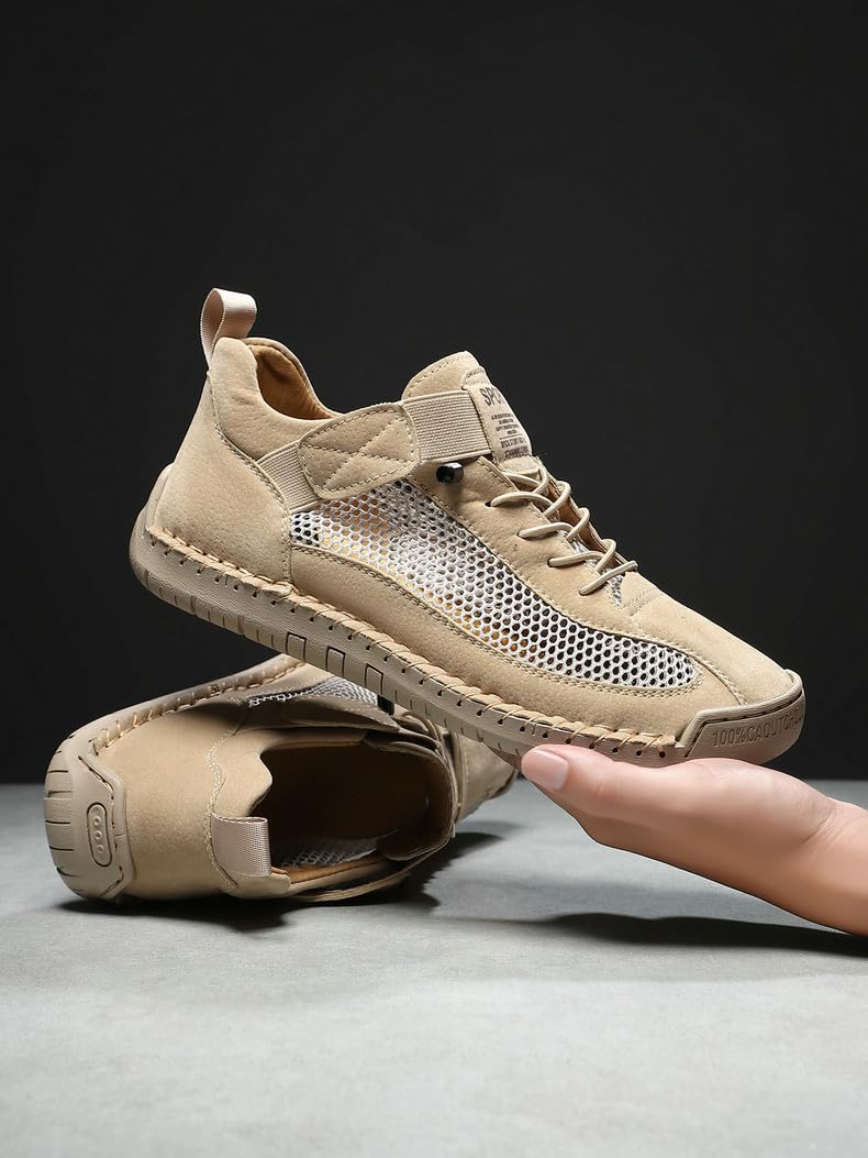 Scarpe sportive da uomo in pelle fatte a mano suola spessa