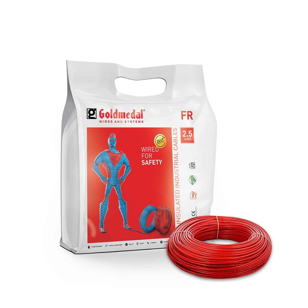 Goldmedal 45 Meter 1100V 2.5 Sq mm Fire Retardant Electric Wire (Red) - Pack of 1 | Wire for Domestic & Industrial Connection Use | Multi-Strand, PVC Electrical Insulated Copper Wire-image-23