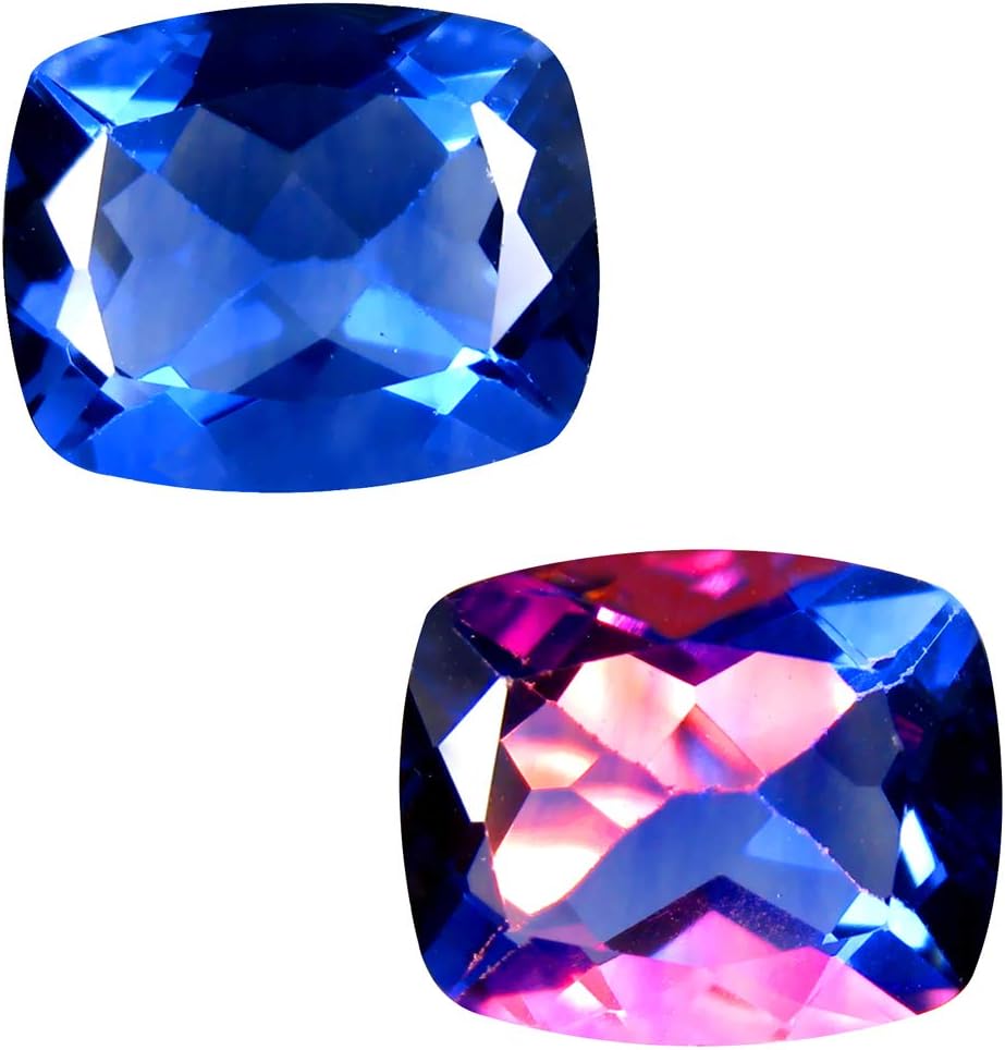 Deluxe Gems 4.49 ct Cushion (11 x 9 mm) Brazil Color Change from Blue to Purplish Red Fluorite Natural Loose Gemstone