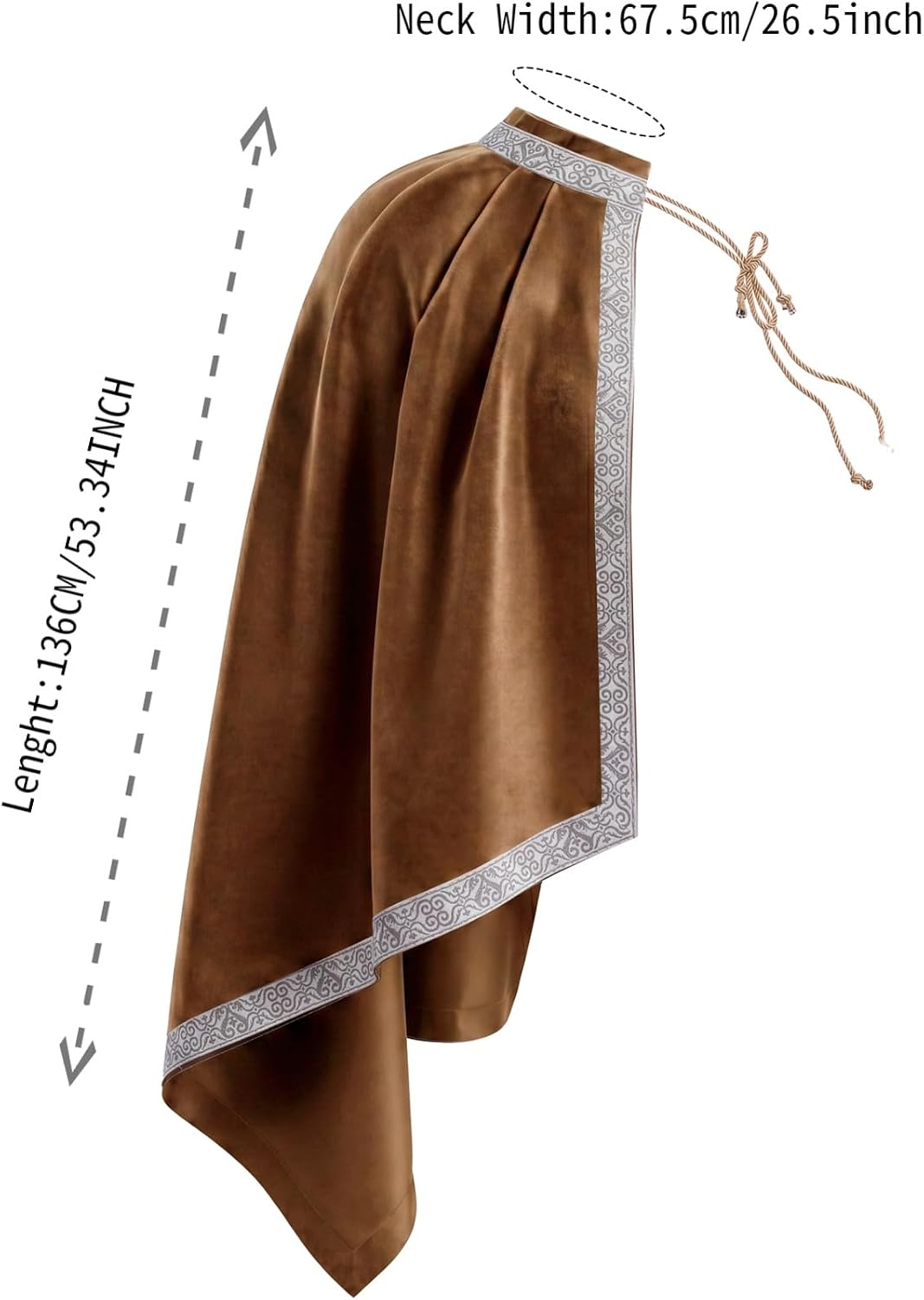 Unisex Half Shoulder Cape - Premium Soft Medieval Renaissance Costume Cape for Ren Faire Cosplay Theme Parties