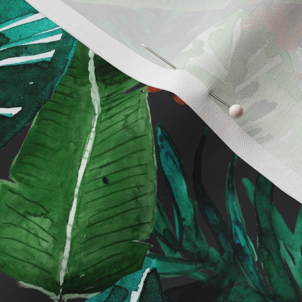 Spoonflower Fabric - Tropical Dark Leaves Banana Leaf Jungle Palm Green Printed on Petal Signature Cotton Fabric by The Yard - Sewing Quilting Apparel Crafts Decor