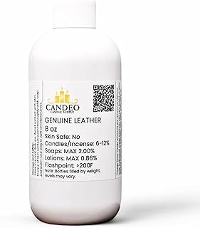 Genuine Leather Fragrance Oil (8oz Bottle) | Candle Making, Soap Making, Room Sprays, Bath Bombs, Lotion, Car Fresheners, Wax Melts | Candeo Candle Supply | Phthalate Free & Prop 65 Compliant