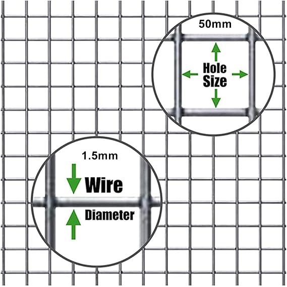 WUZMING Wire Mesh Roll 304 Stainless Steel Mesh Completely Welded 2x2 Square Openings Hardware Cloth Chicken Wire Net Fence for Garden Outdoor (Color : Silver, Size : 1x3m)