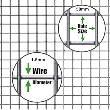 WUZMING Wire Mesh Roll 304 Stainless Steel Mesh Completely Welded 2x2 Square Openings Hardware Cloth Chicken Wire Net Fence for Garden Outdoor (Color : Silver, Size : 1x3m)