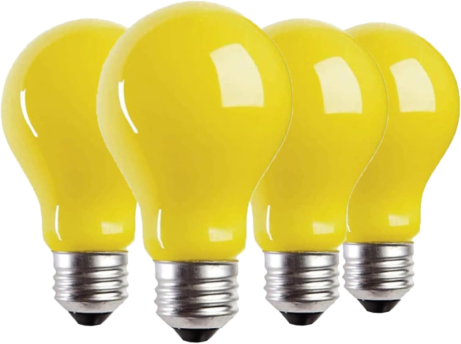 4 Pcs LED Yellow Bug Light Bulbs Outdoor 3W A19 Yellow Light Bulbs 25 Watt Equivalent E26 Porch Bug Lights for Outside 2000K Amber Night Light Bulb Decorative Lamp for Home Hallway Porch Light