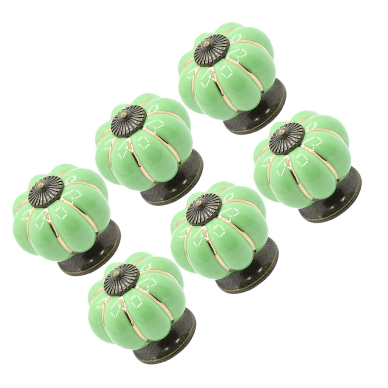 Hemobllo 6pezzi Pomello in Ceramica Forma di Zucca per Porte per Mobili e Armadi Verde