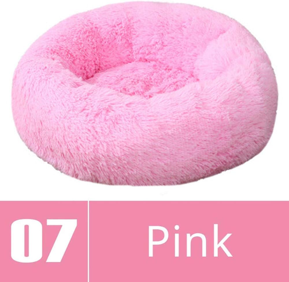 Pet Bed Pink Cat Bed Round Long Plush Super Soft Pet Bed Winter Warm Sleeping Bag For Dogs Puppy Nest Cat Mat 1Pcs Xl 80Cm
