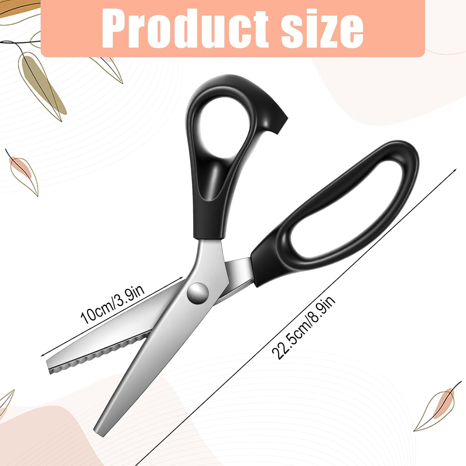 Pinking Shears for Fabric, 9” Zig Zag Scissors Professional Handheld Dressmaking Zig Zag Craft Scissors Decorative Edge Sewing Supplies Notions and Accessories for Art Craft Cutting