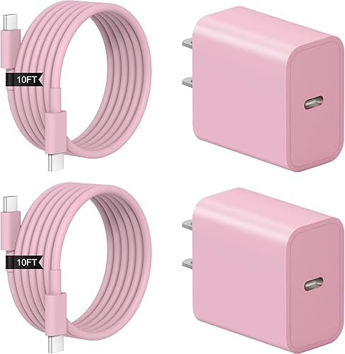 Miniatura 13 de Cargador de carga rápida para iPhone 17, 16, 15, paquete de 2+2 cargadores de pared USB C de 20 W con cable de carga rápida de 6 pies compatible con