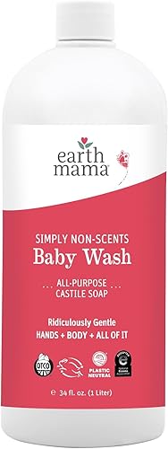 Earth Mama Simply Non-Scents - Jabón de manos espumoso para bebés, orgánico multiusos sin fragancia para pieles sensibles, jabón de castilla con