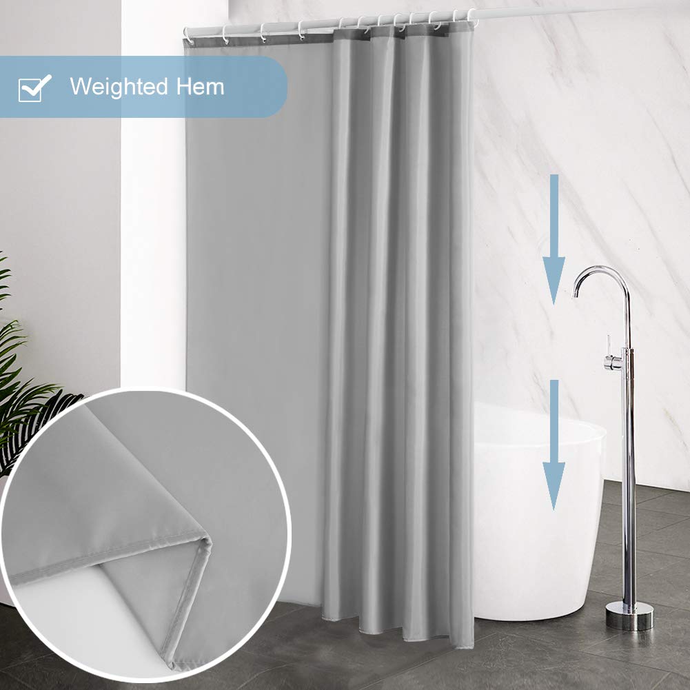 Furlinic Tende Doccia Anti-Muffa Tessuto in Poliestere, Grigio Tende Doccia Impermeabile &Lavabile,Tenda Vasca da Bagno con 12 Ganci Tenda doccia-180x200cm.