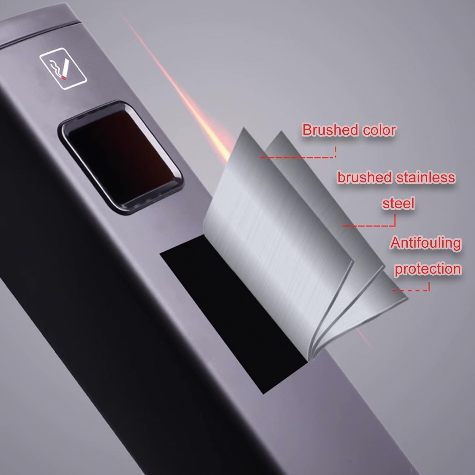 Cenicero de pie con cubo de basura, colector de cigarrillos al aire libre para centros comerciales y edificios de oficinas