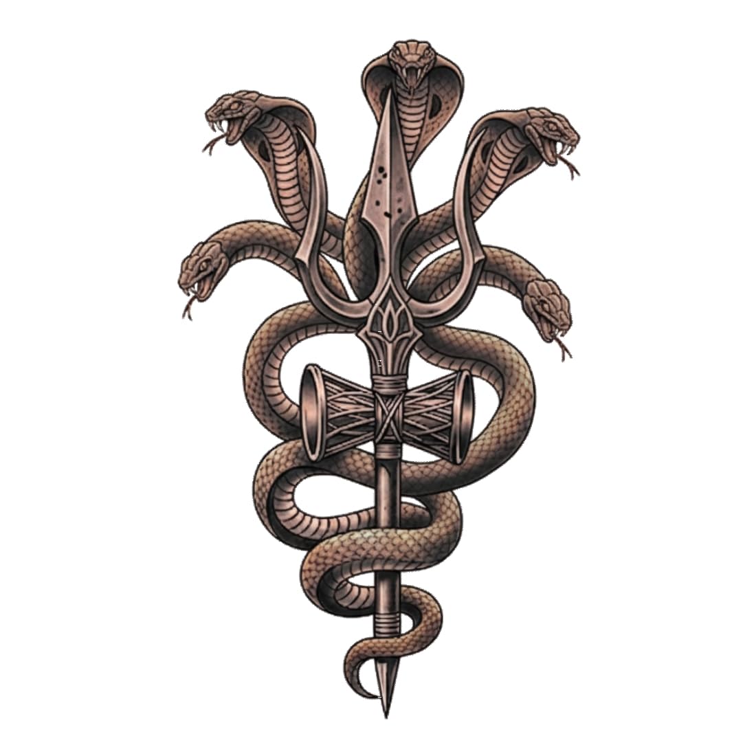 Mahadev Trishul With Snake Tattoo Sticker Spiritual Design With Water Proof And Easy Use-image-48