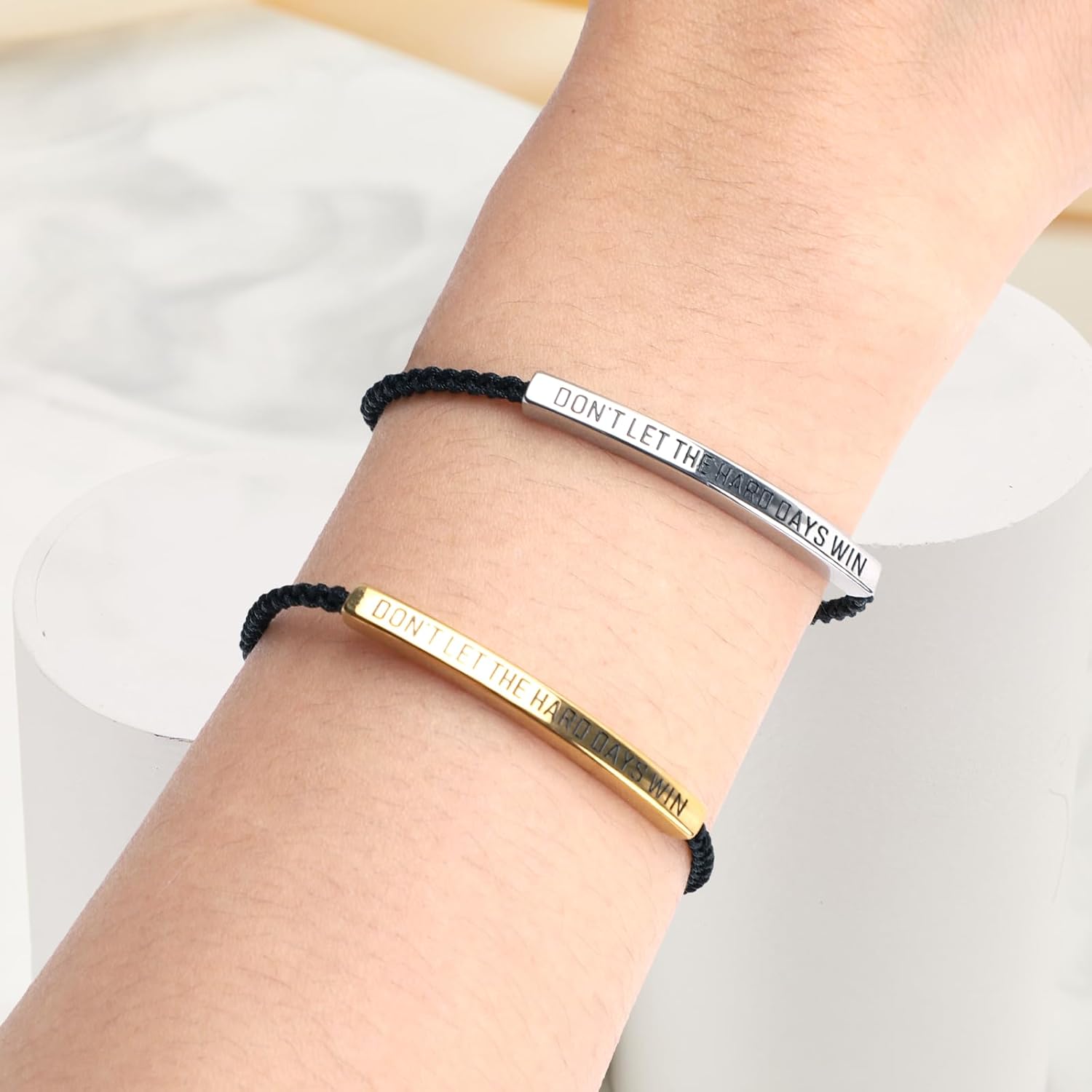 2 Pcs Dont Let the Hard Days Win Bracelet, Motivational Bracelet for Best Friend - Image 4