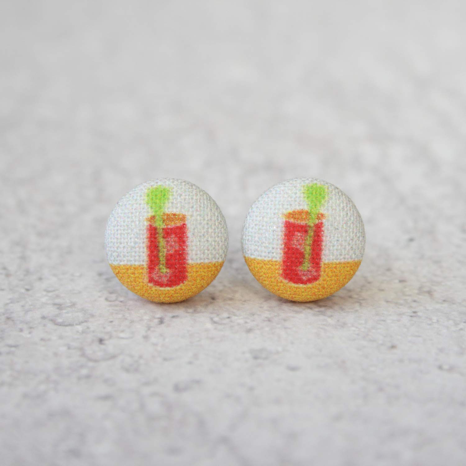 Bloody Mary Fabric Button Earrings
