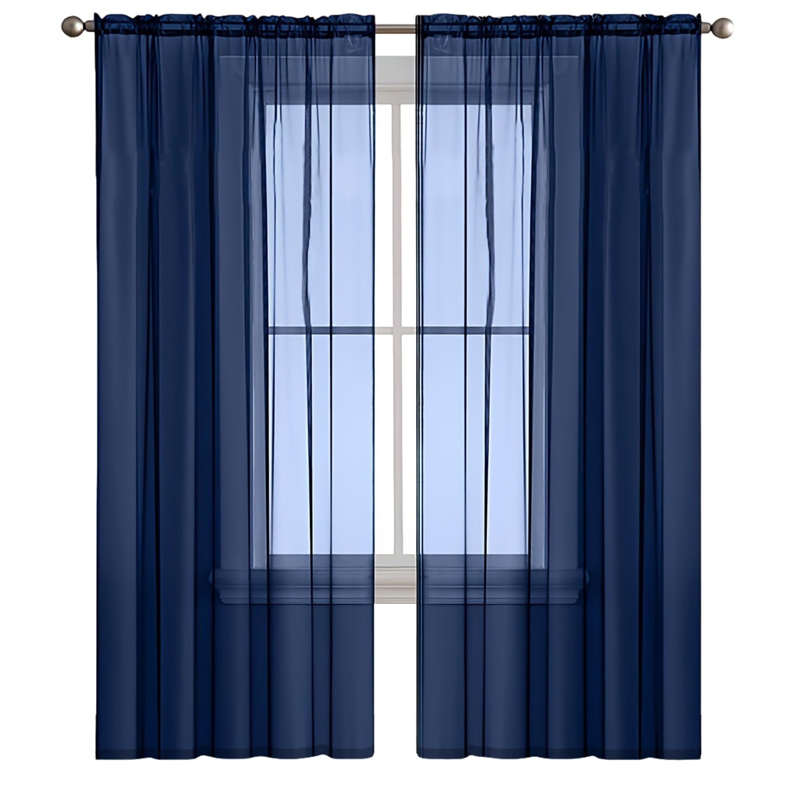 Rideaux en lin transparents bleu 150 x 250 cm de haute qualit&eacute; pour dressing chic