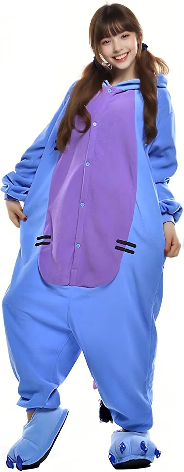 Unisex Adult Animal Halloween Costume Onesie Eeyore Pajamas Blue - Image 3