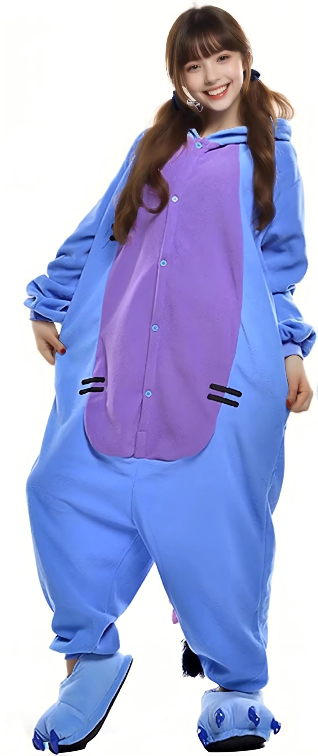 Disfraz de animal unisex para adultos, disfraz de Halloween, pijama Eeyore color azul