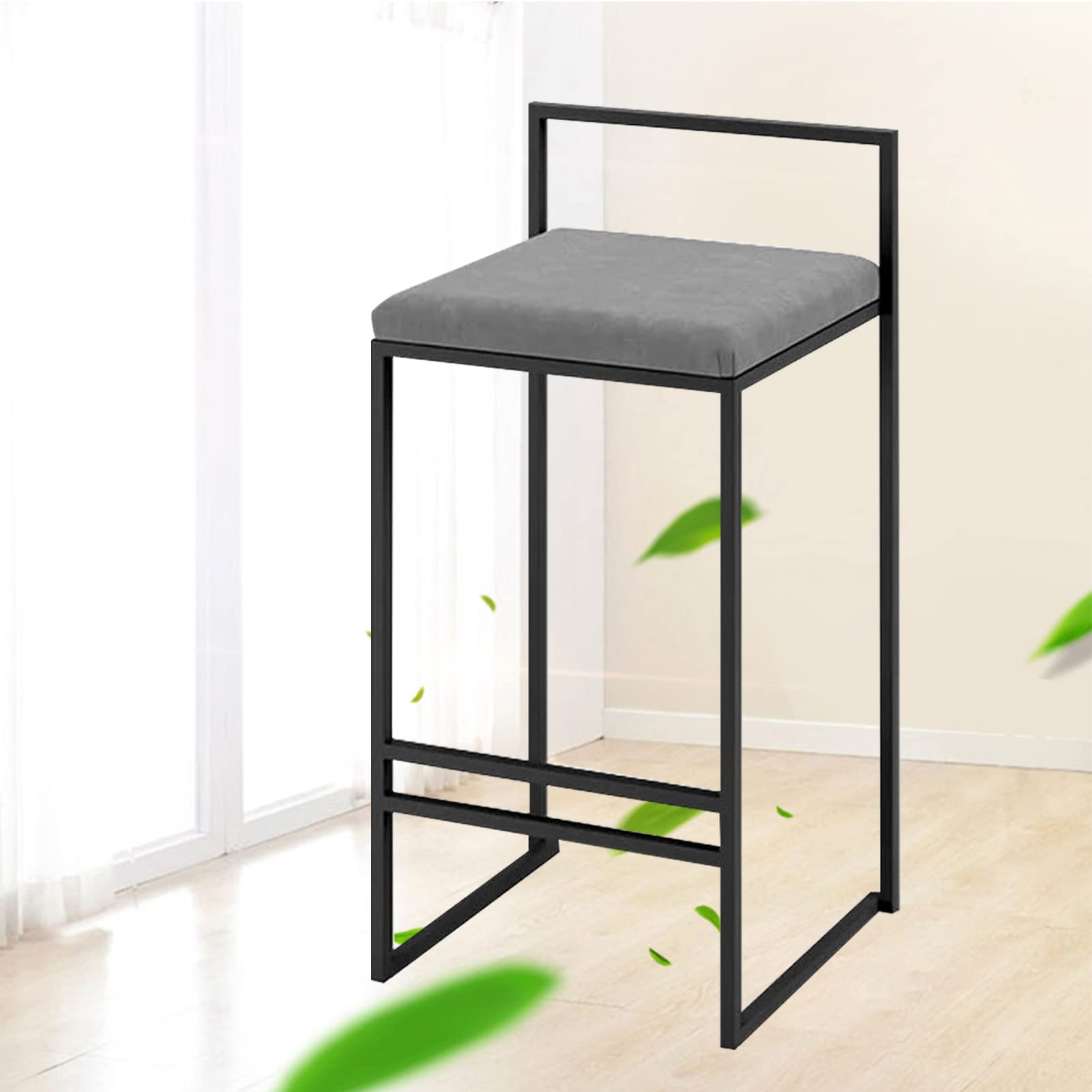 Tabourets de bar metal avec dossier et coussin de cuisine