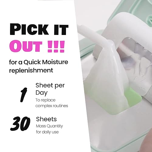 Miniatura 3 de Dewytree Mascarilla facial nutritiva de colágeno y ceramida, hoja de 30 hojas  Pick and Quick, tipo dispensador, hidratante y reafirmante con aceite