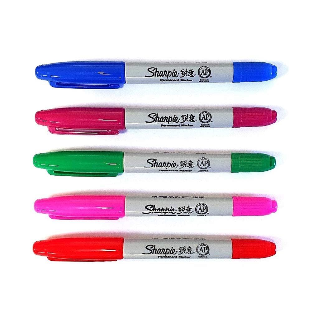 Sharpie - 5 rotuladores permanentes de punta fina y ultrafina, colores surtidos, sueltos en embalaje liso [importación de Asia]
