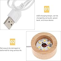 Vista 4 de Angoily Base de pantalla LED de madera, base iluminada de madera, base de soporte de luz LED para arte de cristal, pantalla de madera para arte