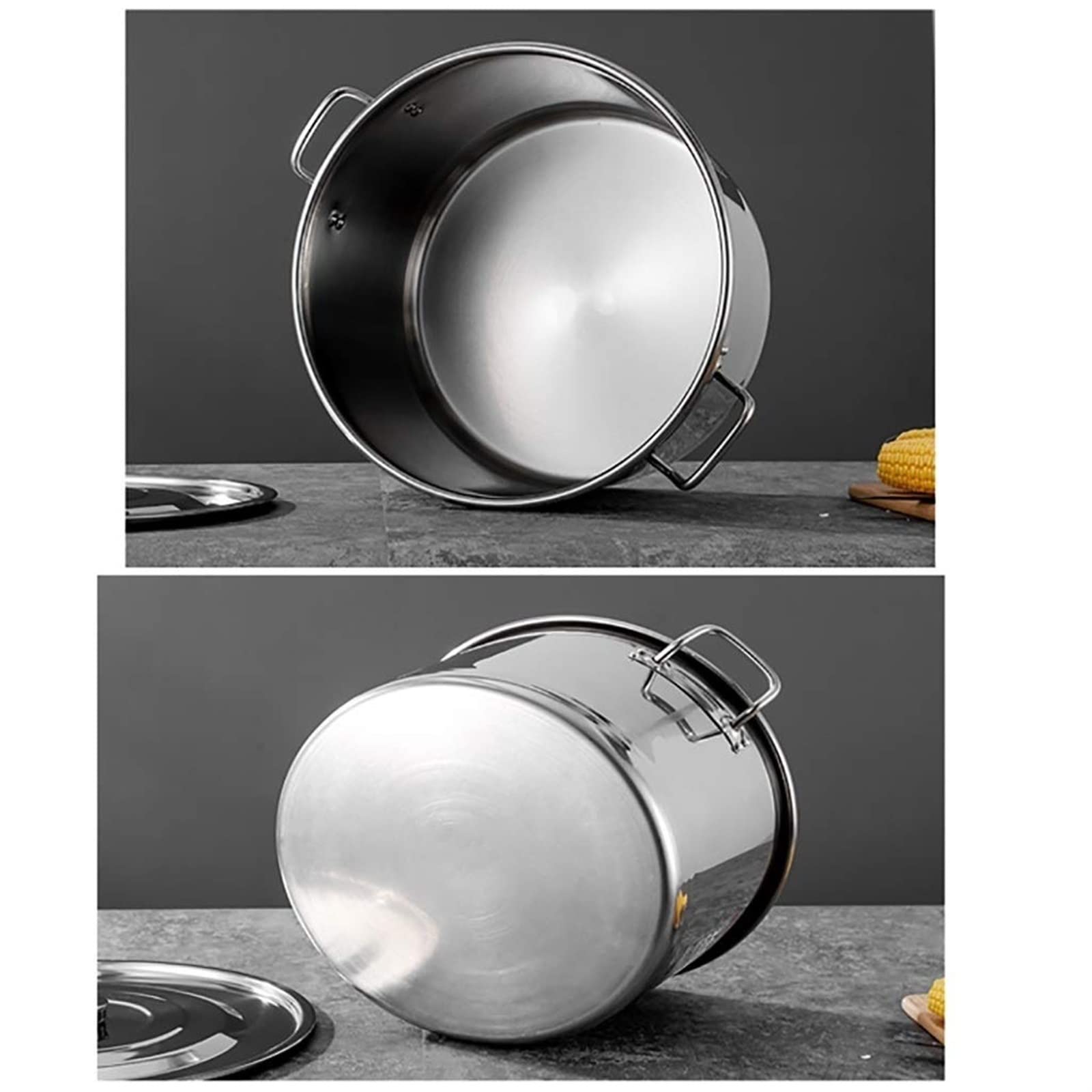 THEGA Suppentopf - Suppentopf Gross, Suppentopf Aus 304 Edelstahl, Kochtopf, Catering/Haushalt, Verdickter Suppentopf Mit Deckel, Für Gasherd/Induktionsherd (19–91 L) (Size : 30L)