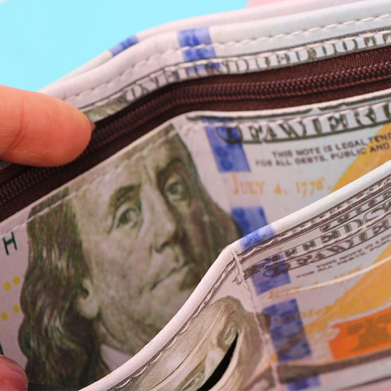 2Pcs Men dollar Bill Wallet Billfold Leather Credit Card Photo Holder4