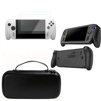 3-in-1 Accessory Kit Compatible with ROG for XBOX Ally X, EVA Carrying Case + Silicone Cover + Screen Protectors Black