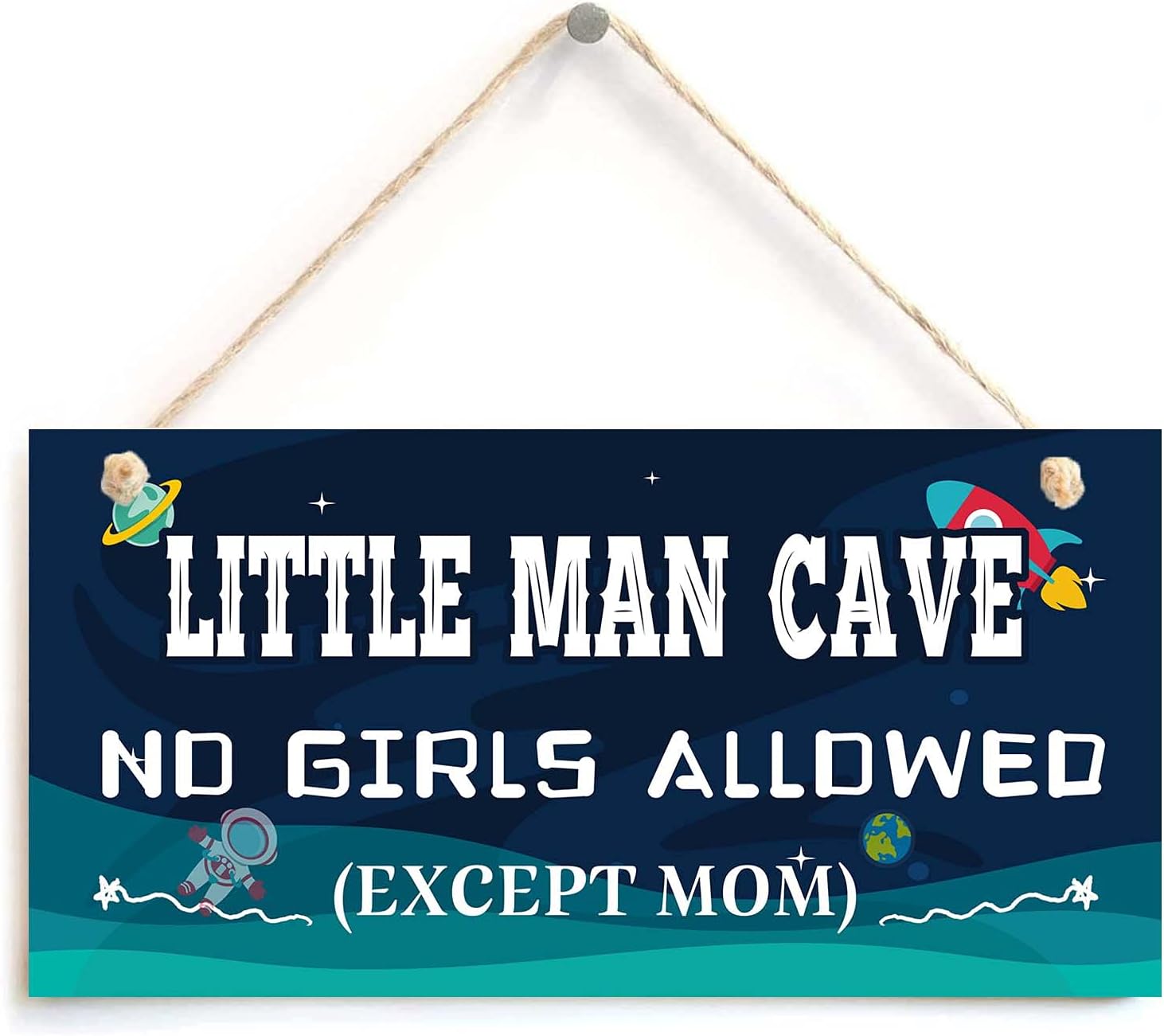 Boy Cave Sign Decor PVC Hanging Vintage Design Door Wall Plaque Wall Decorative,10 x 5 Inch,Little Man Room : Home & Kitchen