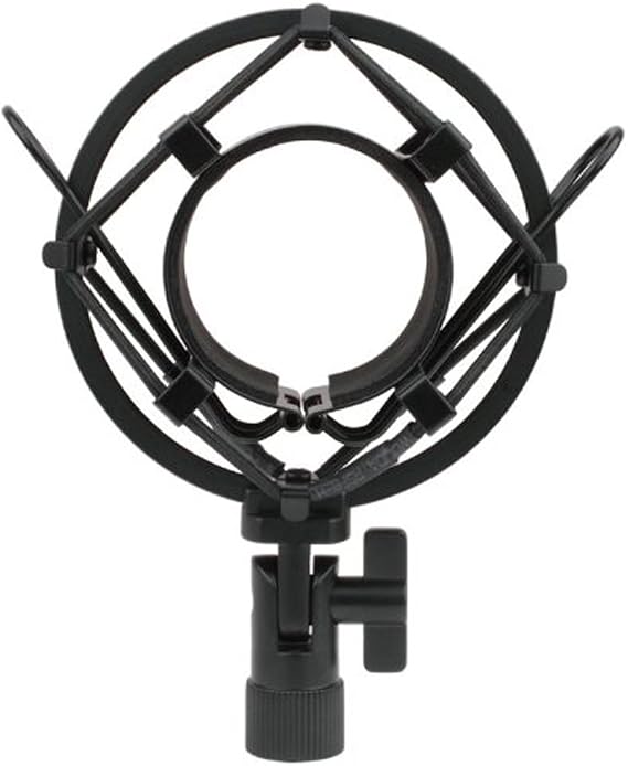 TH106 Black Spider Universal Microphone Shock Mount Holder Adapter Clamp Clip 48-51MM Large Diameter Studio Condenser Mic Anti-Vibration Mic Holder for AT2020 AT2500