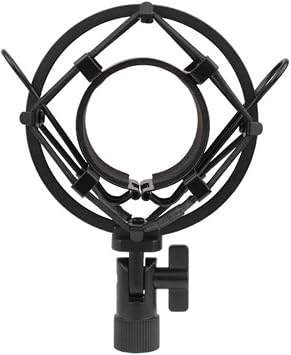TH106 Black Spider Universal Microphone Shock Mount Holder Adapter Clamp Clip 48-51MM Large Diameter Studio Condenser Mic Anti-Vibration Mic Holder for AT2020 AT2500