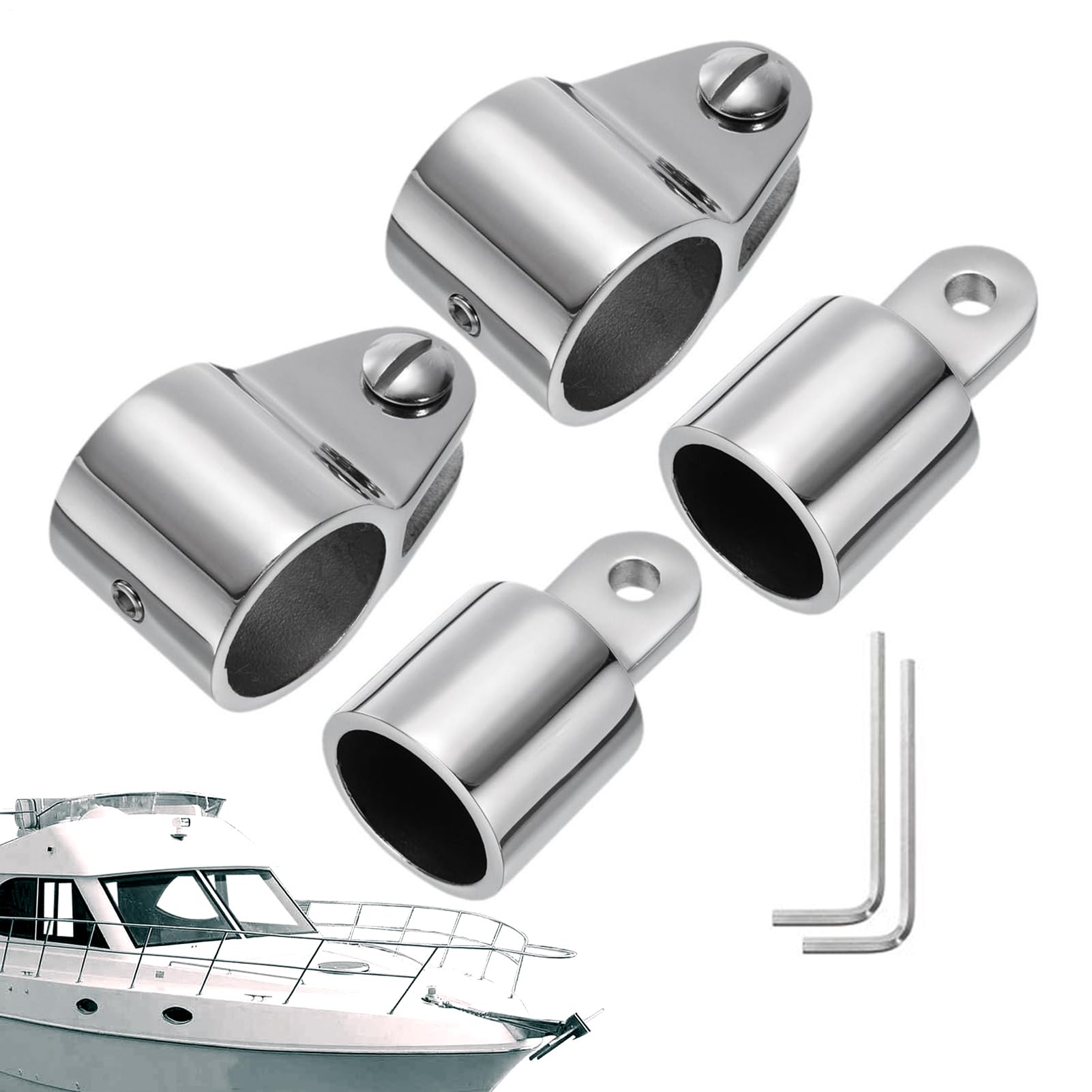 Accesorios de Montaje para Cubierta de Barco - Accesorios para Yates - Juego de 2 Piezas Anticorrosión Acabado Inoxidable Fijaciones Para Postes Redondos y Barandillas Aplicaciones Para