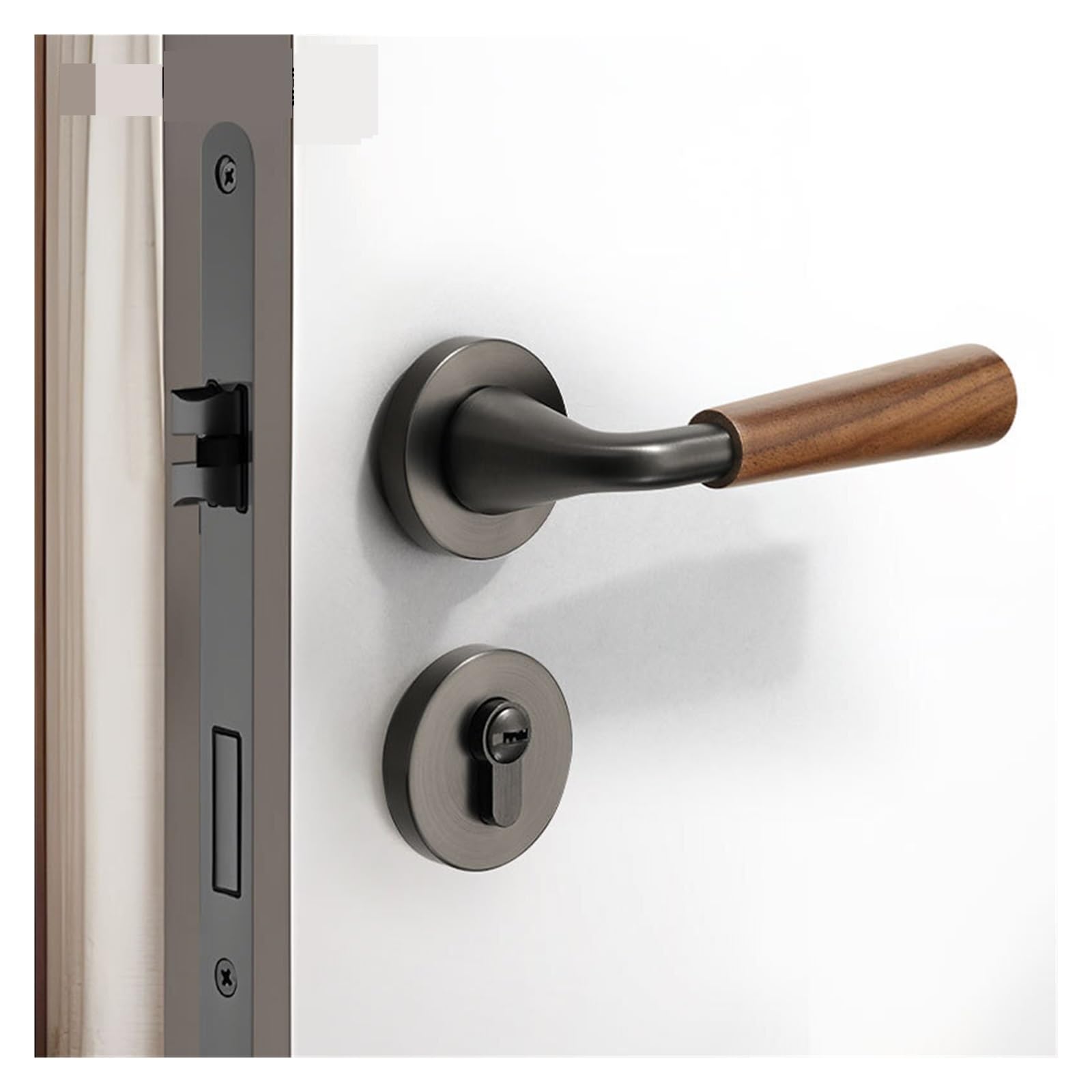 Poignée de porte fendue rétro en noyer pour salon chic
