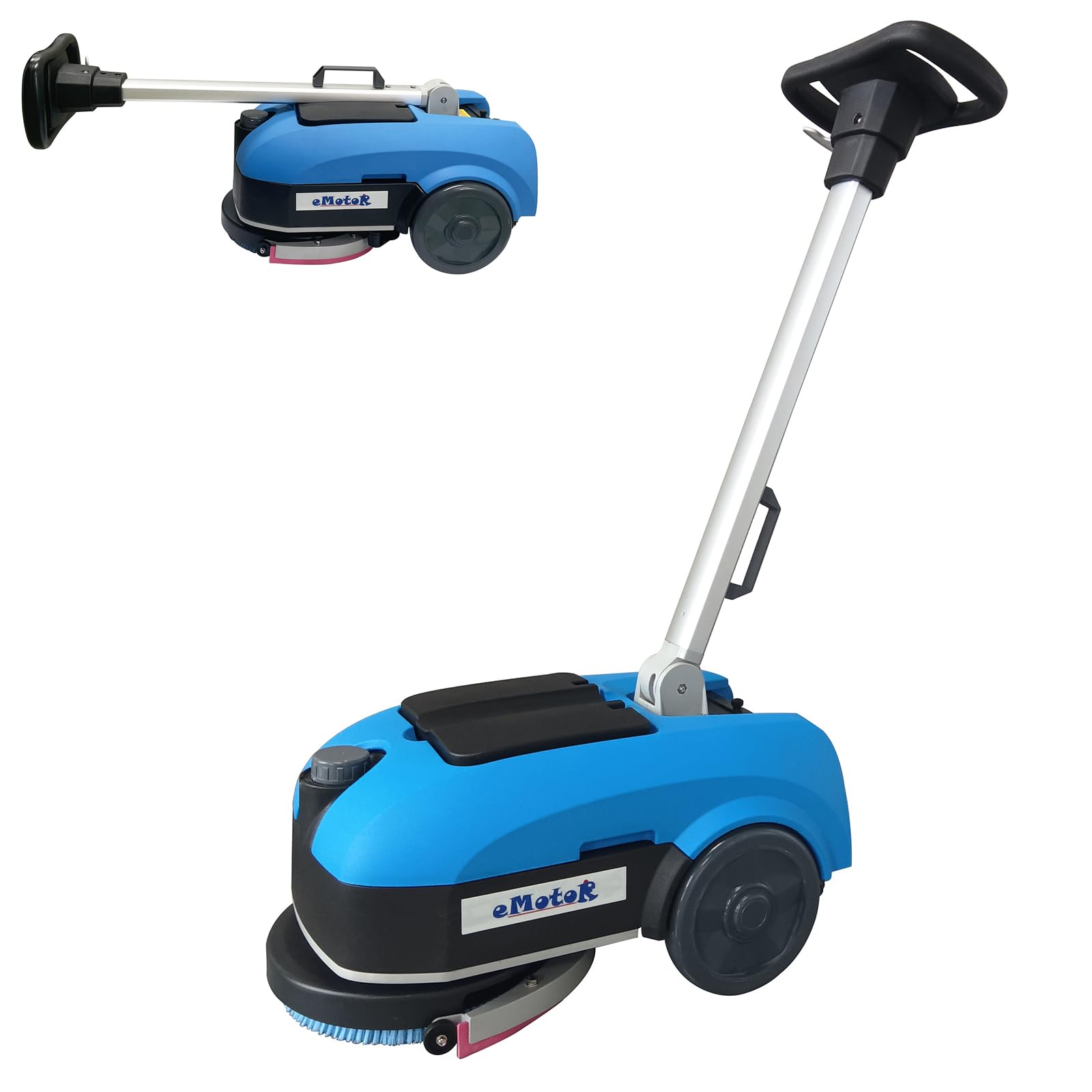 Emotor 11'' Walk Behind Floor Scrubber Machine, Powerful 200W Motor with 24V 12Ah Batttery Powered,180 Degree Rotation Brush(Push Forward/Backward) for Office Restaurant Kitchen