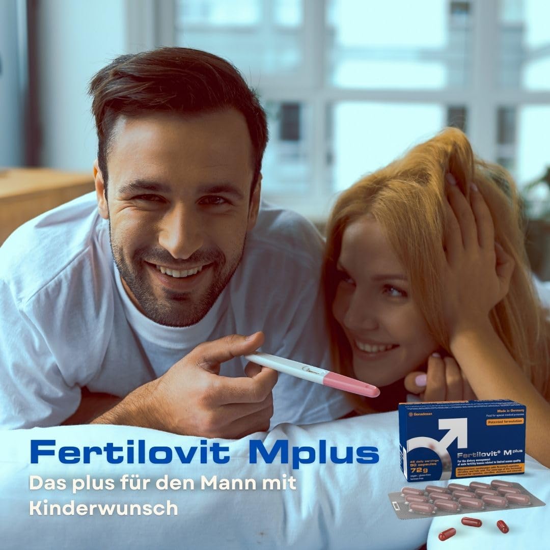 Fertilovit M plus | Fruchtbarkeit und Spermienbildung | Kinderwunsch Vitamine für den Mann | studiengetestet, patentiert für die Fertilität | 90 Kapseln